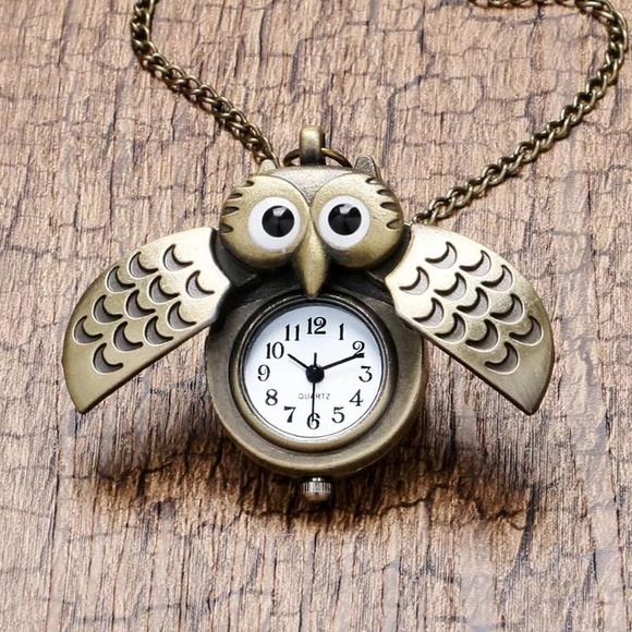 Owl Watch Pendant NEW Bronze Metal Pocket Watch Necklace - Picture 4 of 13
